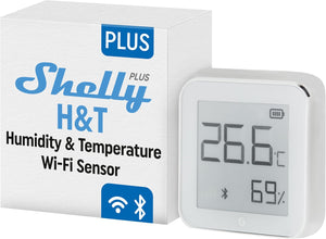 Shelly Plus H&T Wi-Fi temperatur- og fuktighetssensor – e-paper display, USB-C og batteridrift