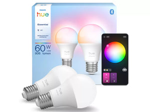 Philips Hue Essential A60 E27 smartlyspære 2-pakning – White and Color Ambiance, Bluetooth og Zigbee