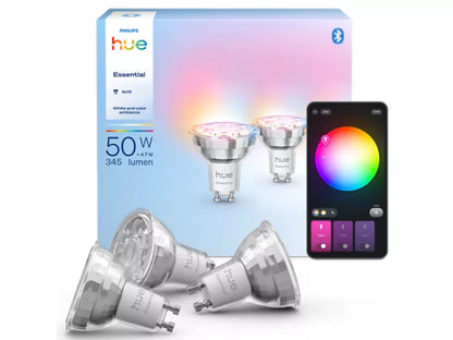 Philips Hue Essential GU10 smartspot 3-pakning – White and Color Ambiance, Bluetooth og Zigbee