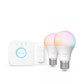 Philips Hue Essential startpakke E27 med dimmer – 2 smartpærer, Hue Bridge, White and Color Ambiance