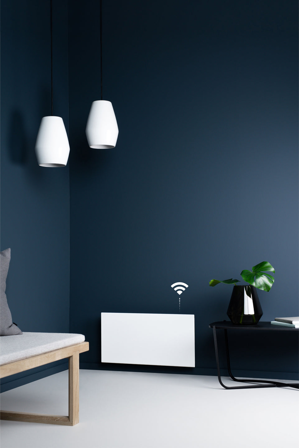 Kompakt smart panelovn med WiFi, appstyring og ukeprogram. En praktisk løsning for små rom, entré eller hytte.