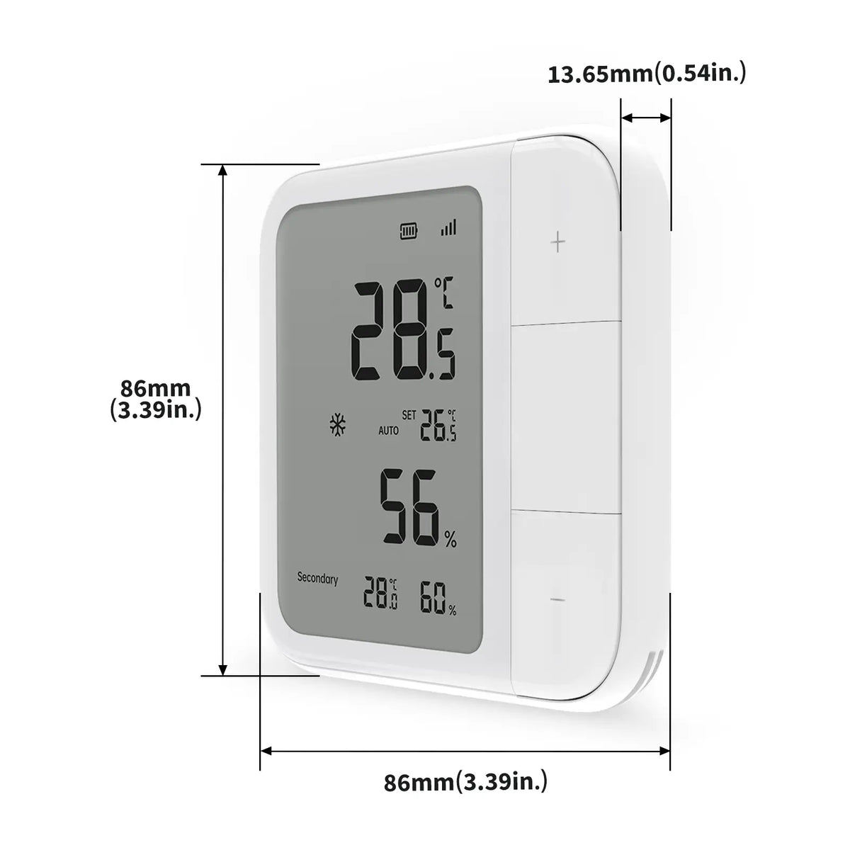 Temperatur- og fuktighetsmåler med skjerm og Bluetooth. Følg temperatur og luftfuktighet direkte på skjermen eller i appen for et bedre inneklima.