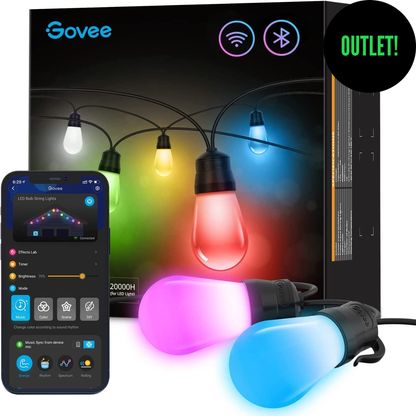 OUTLET - Govee Outdoor String Lights 14 m smart utendørs lysslynge - RGBIC, Wi-Fi, Bluetooth og appstyring (Kopi)
