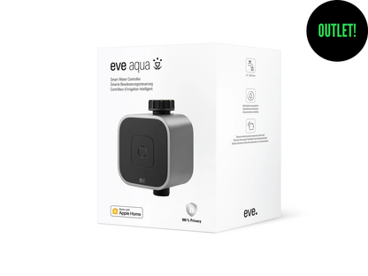 Automatiser hagevanningen med Eve Aqua. Smart vanningskontroller med Apple HomeKit, Siri, Thread og opptil 7 vanningsperioder daglig. Outlet