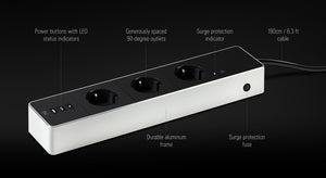 Eve Energy Strip er et smart grenuttak som lar deg styre flere elektriske enheter, overvåke strømforbruk og øke sikkerheten i smarthuset.
