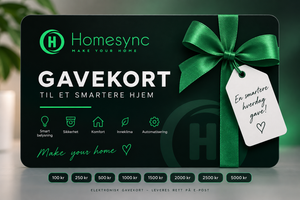Kjøp elektronisk gavekort til smarthus og teknologi hos Homesync. Velg mellom 100 og 5000 kr og la mottakeren finne sin perfekte smarthusgave.