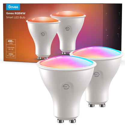 Govee GU10 RGBWW smartpære 2-pakning – Wi-Fi, Bluetooth, 400 lm og justerbart hvitt lys