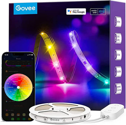Govee RGBIC Basic LED Strip 5 m – Wi-Fi, Bluetooth, appstyring og stemmestyring