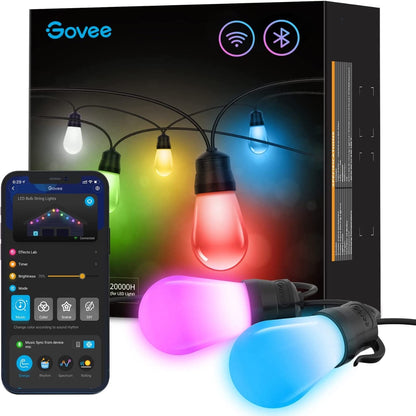 Govee Outdoor String Lights 14 m smart utendørs lysslynge - RGBIC, Wi-Fi, Bluetooth og appstyring