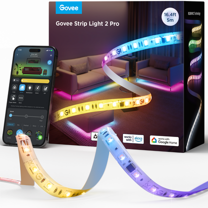 Govee Strip Light 2 Pro 5M smart LED-lysstripe – RGBWWIC, Matter, Wi-Fi, Bluetooth og DreamView