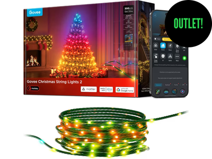 Smart julelys med 300 LED, Matter, Wi-Fi og Bluetooth. Perfekt til hus, hage og juledekorasjoner. Outlet. 