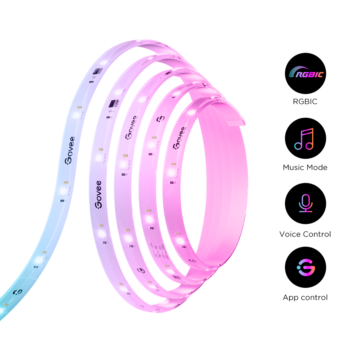Smart LED-stripe på 5 meter med RGBICW, Matter og Wi-Fi. Skap stemningsbelysning med millioner av farger.