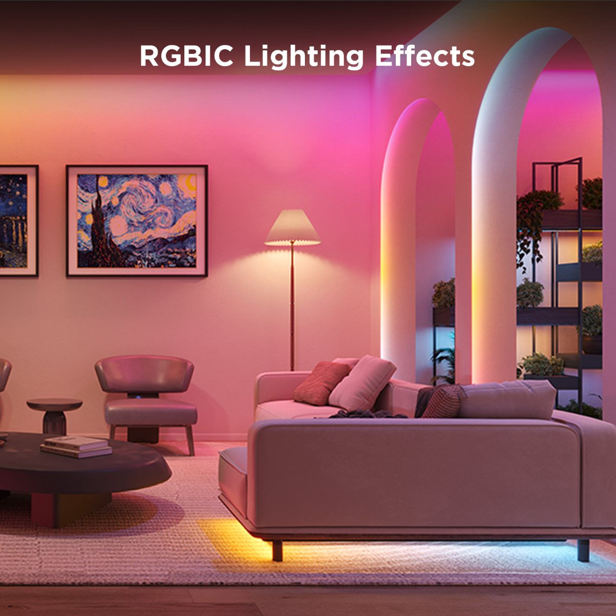 Smart LED-stripe på 5 meter med RGBICW, Matter og Wi-Fi. Skap stemningsbelysning med millioner av farger.