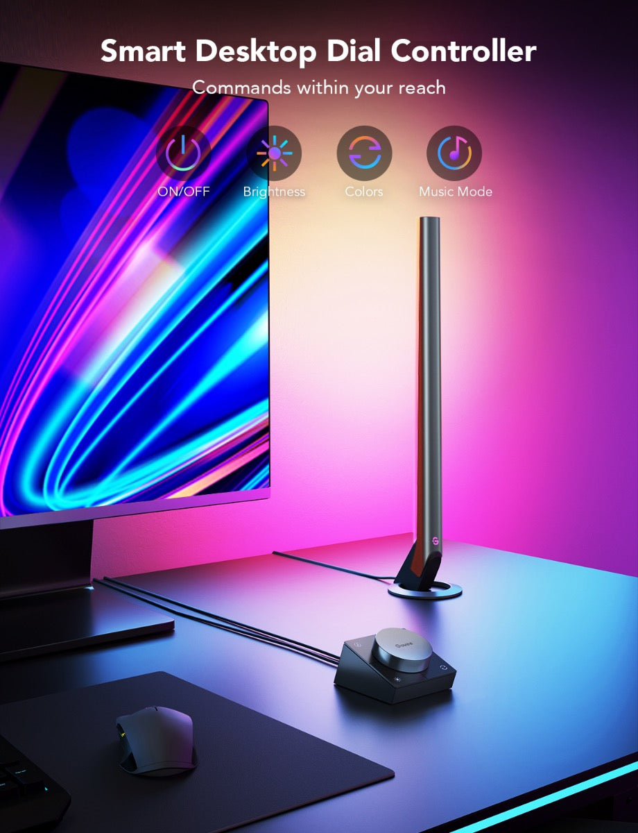 Smarte gaming lysbarer med RGBIC, Wi-Fi og musikkmodus. Skap en mer levende spillopplevelse med dynamiske lyseffekter.