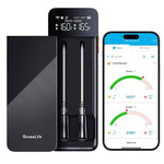 Trådløst steketermometer med to prober, LCD-base, Wi-Fi, Bluetooth og appstyring. Govee Smart Wireless Meat Thermometer gir presis temperaturkontroll ved grill, smoker og ovn.