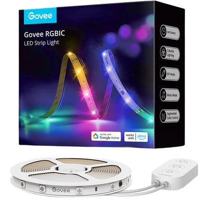Govee RGBIC Basic LED Strip 10 m – Wi-Fi, Bluetooth, appstyring og stemmestyring