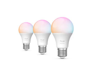 Smartpærer E27 med millioner av farger og justerbart hvitt lys. Styr lyset med app, Bluetooth eller Hue Bridge.