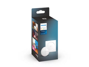 Philips Hue Tap Dial Switch Hvit er en trådløs bryter til Philips Hue som lar deg dimme, styre lys og aktivere scener enkelt fra vegg eller bord.

