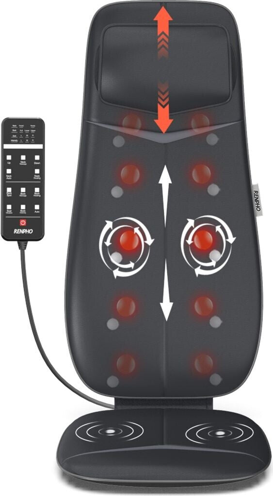 Opplev shiatsumassasje med RENPHO Neck & Back Massage Cushion S. Massasjepute med varme, justerbar ryggmassasje og vibrasjon i setet. Kjøp hos Homesync.