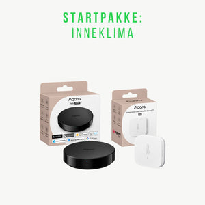 Smart inneklima med Aqara Hub og temperatursensor gir oversikt over temperatur, luftfuktighet og atmosfærisk trykk. Startpakke med Hub M200 og Sensor T1 til redusert pakkepris.