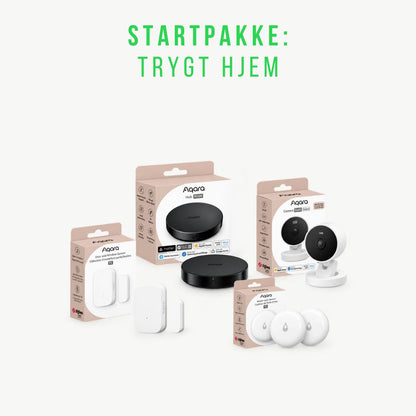 Aqara Trygt hjem startpakke med kamera, dørsensor og 2 lekkasjesensorer